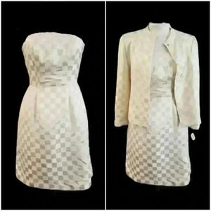 Vtg 1970s Strapless Dress & Jacket RARE NOS satin sz 8 NWT $1200 bride formal